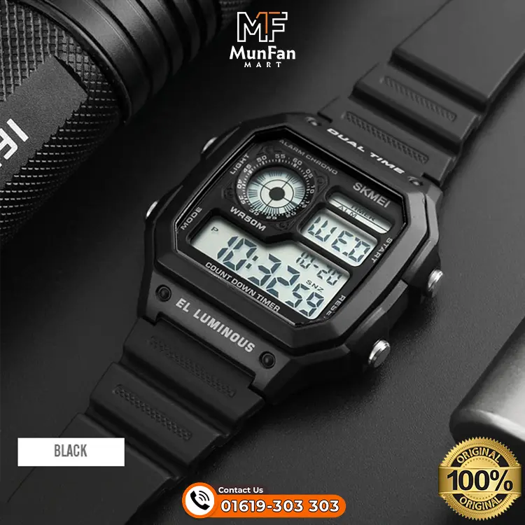 SKMEI 1299 Full Black Premium Sports Watch - Image 1
